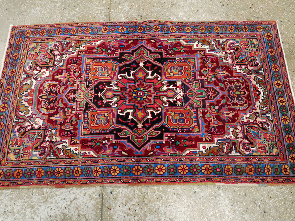 Vintage Persian Heriz Throw Rug (Pair: 2 of 2), No.25377 - Gss