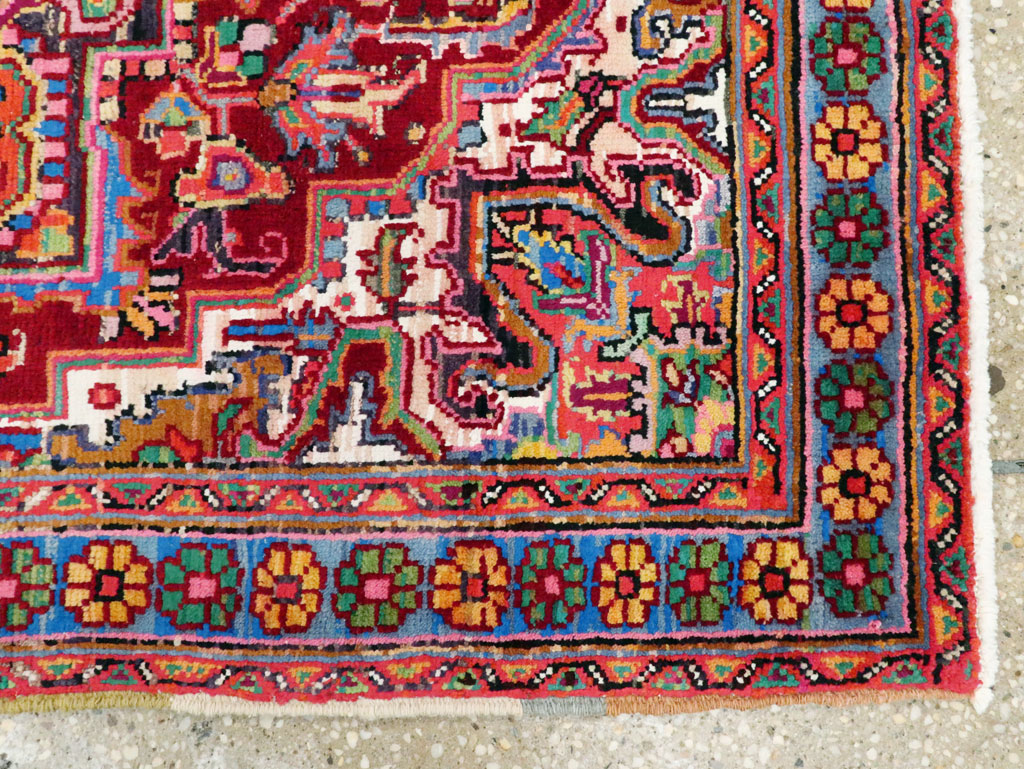 Vintage Persian Heriz Throw Rug (Pair: 2 of 2), No.25377 - Gss