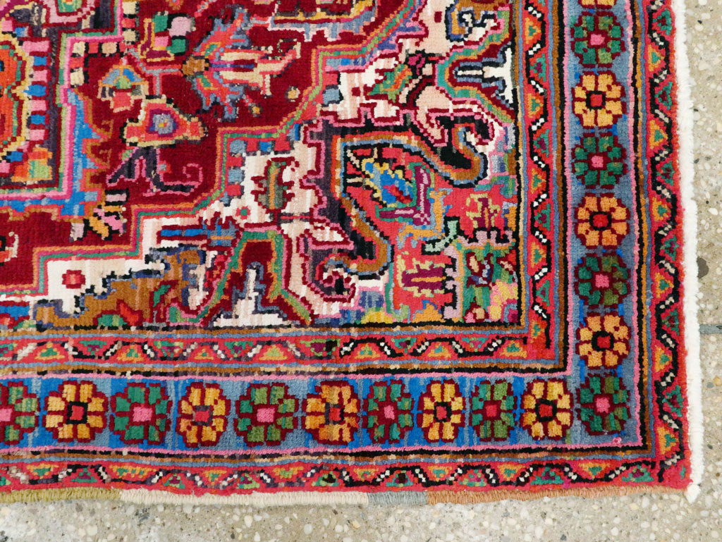 Vintage Persian Heriz Throw Rug (Pair: 2 of 2), No.25377 - Gss