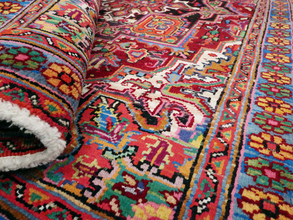 Vintage Persian Heriz Throw Rug (Pair: 2 of 2), No.25377 - Gss