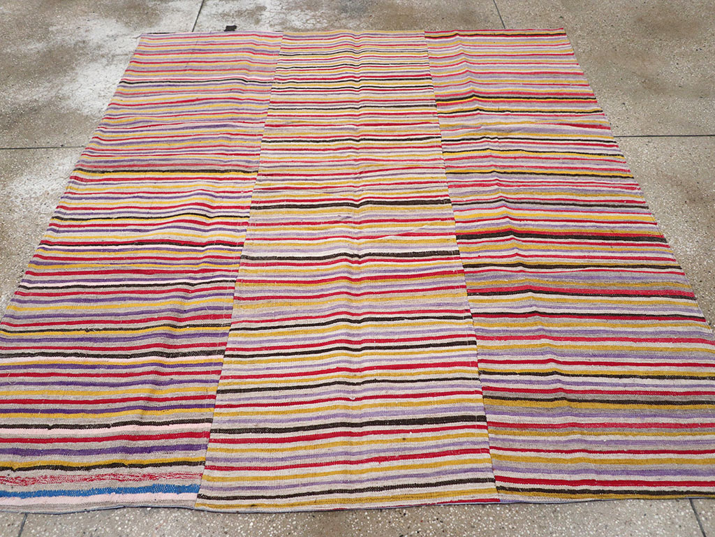 Vintage Persian Flatweave Kilim Square Accent Rug (Pair: 1 of 2), No.25381 - Gss
