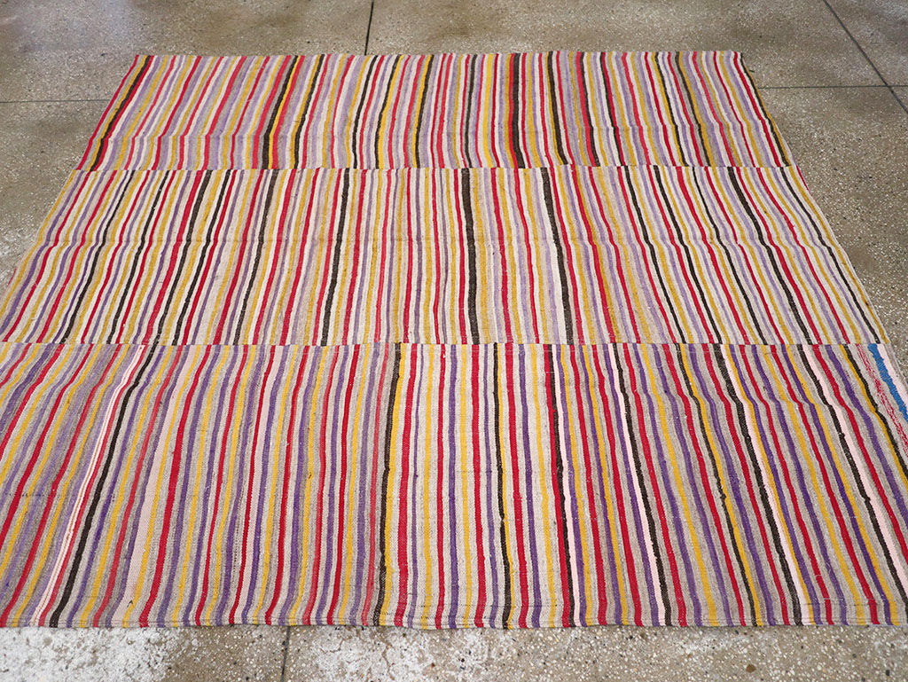 Vintage Persian Flatweave Kilim Square Accent Rug (Pair: 1 of 2), No.25381 - Gss