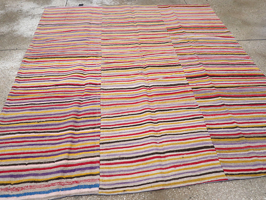 Vintage Persian Flatweave Kilim Square Accent Rug (Pair: 1 of 2), No.25381 - Gss