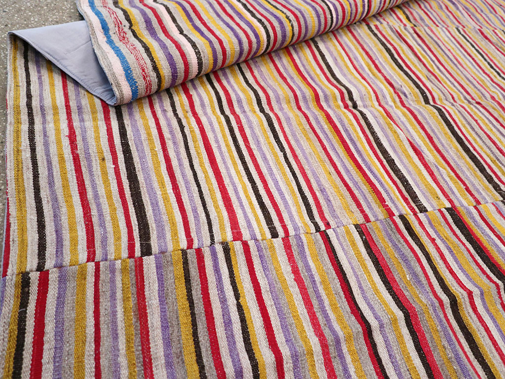 Vintage Persian Flatweave Kilim Square Accent Rug (Pair: 1 of 2), No.25381 - Gss