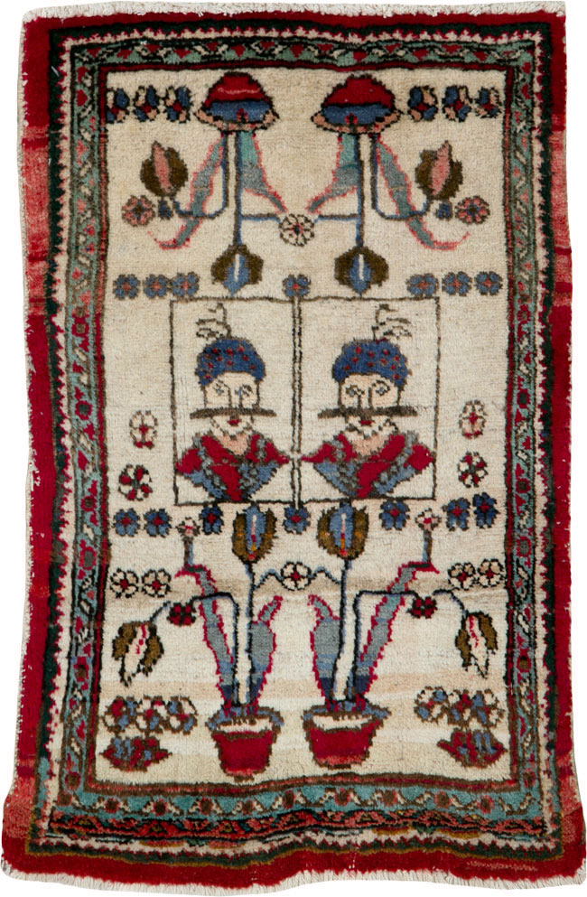 Vintage Persian Hamadan Pictorial Rug, No.25398 - Gss