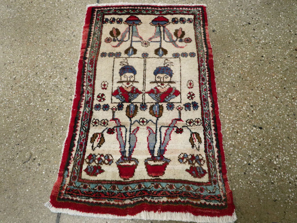 Vintage Persian Hamadan Pictorial Rug, No.25398 - Gss