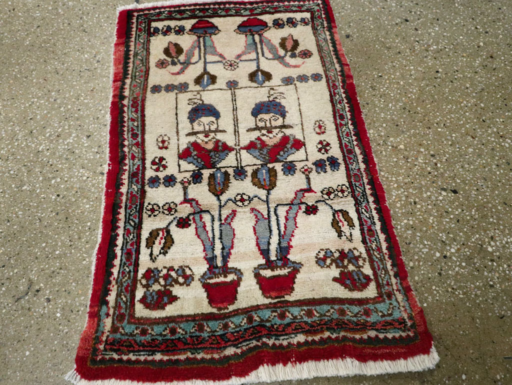 Vintage Persian Hamadan Pictorial Rug, No.25398 - Gss