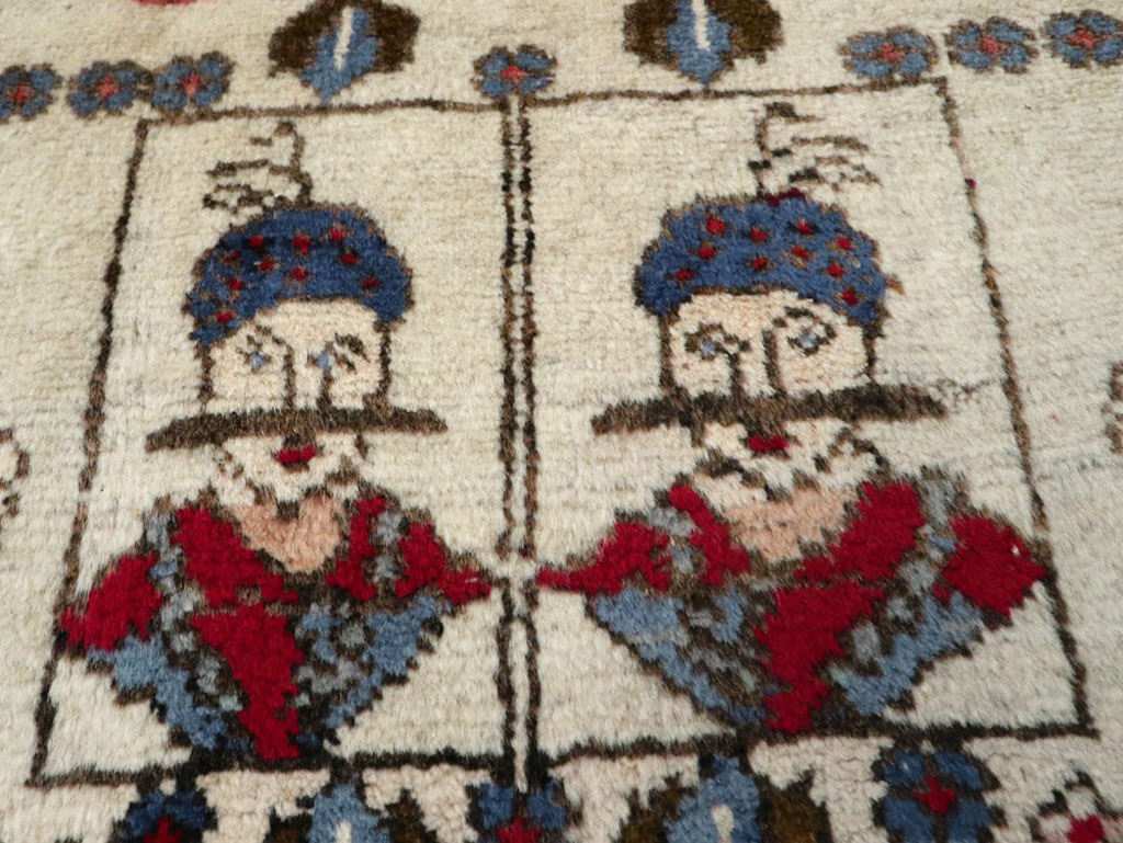 Vintage Persian Hamadan Pictorial Rug, No.25398 - Gss