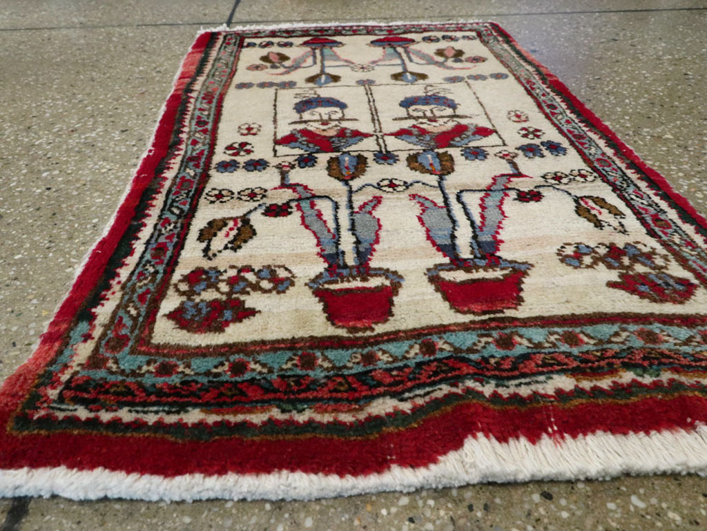 Vintage Persian Hamadan Pictorial Rug, No.25398 - Gss