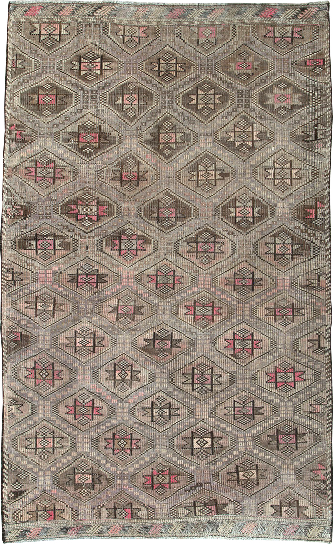 Vintage Turkish Flatweave Kilim Accent Rug, No.25412 - Gss