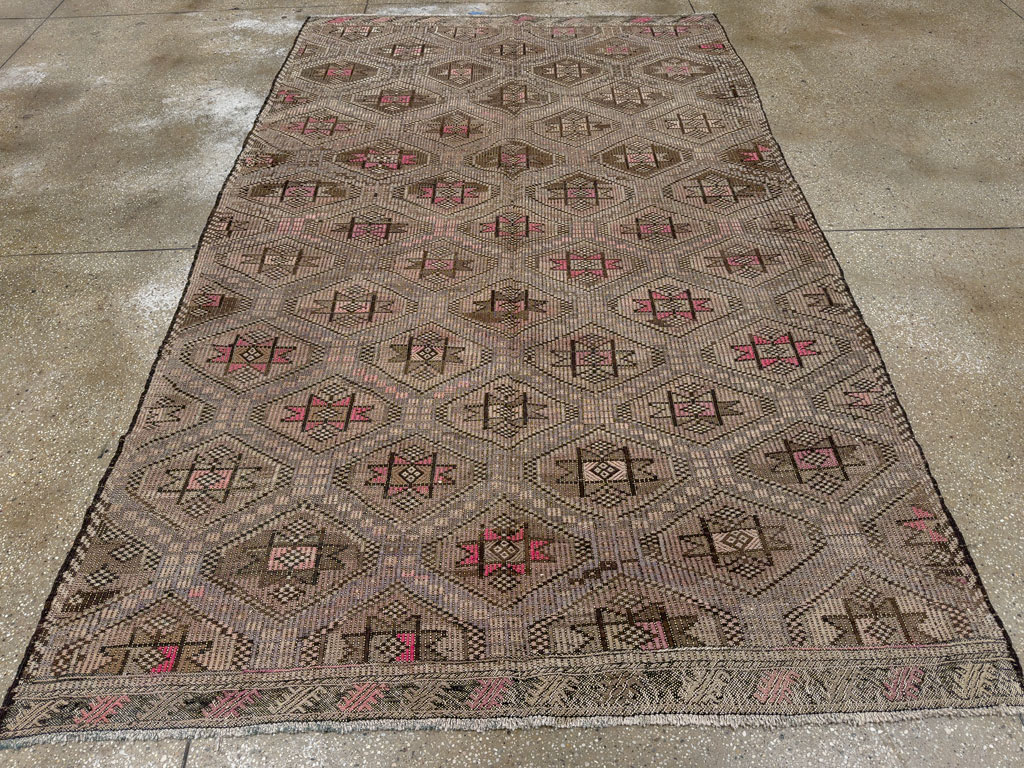 Vintage Turkish Flatweave Kilim Accent Rug, No.25412 - Gss