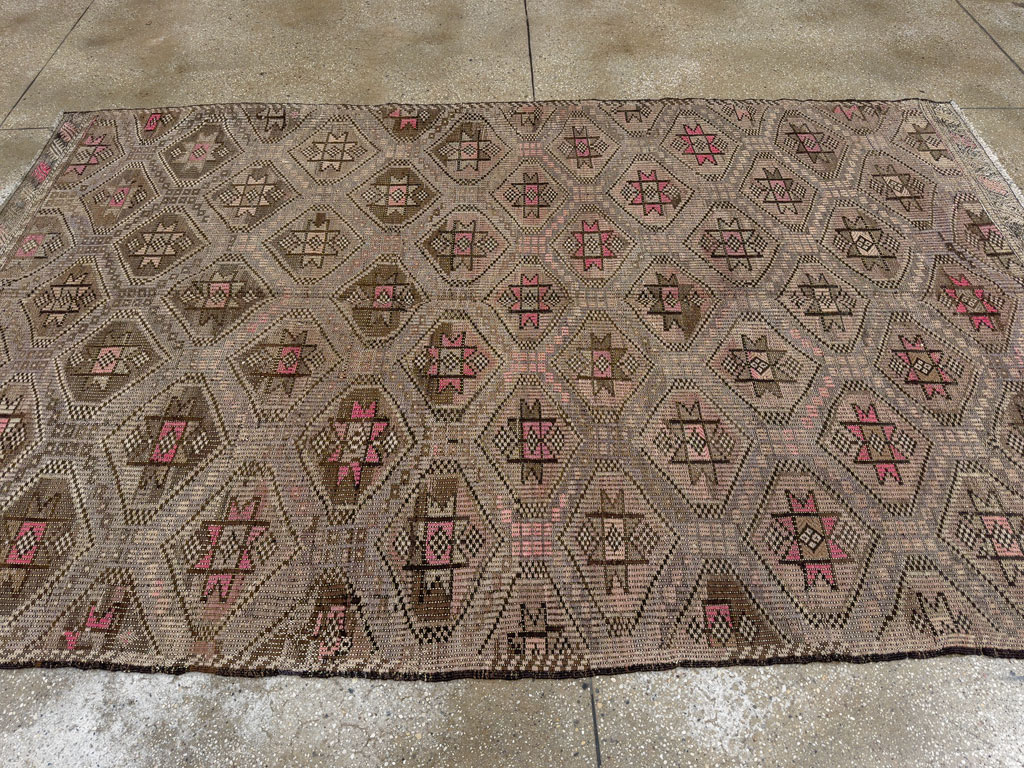 Vintage Turkish Flatweave Kilim Accent Rug, No.25412 - Gss
