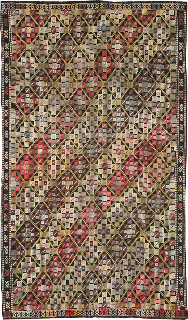 Vintage Turkish Flatweave Kilim Accent Rug, No.25413 - Gss