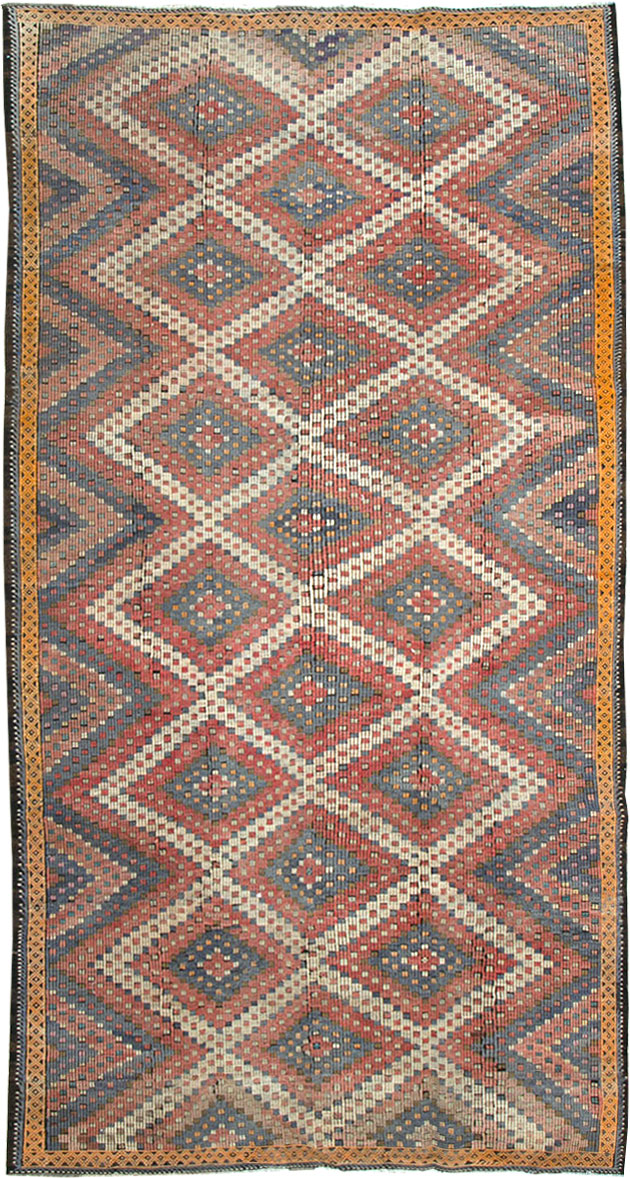 Vintage Turkish Flatweave Kilim Gallery Rug, No.25415 - Gss