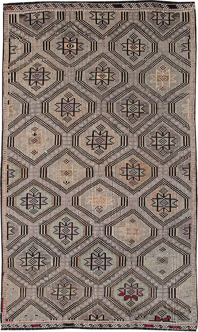 Vintage Turkish Flatweave Kilim Accent Rug, No.25416 - Gss