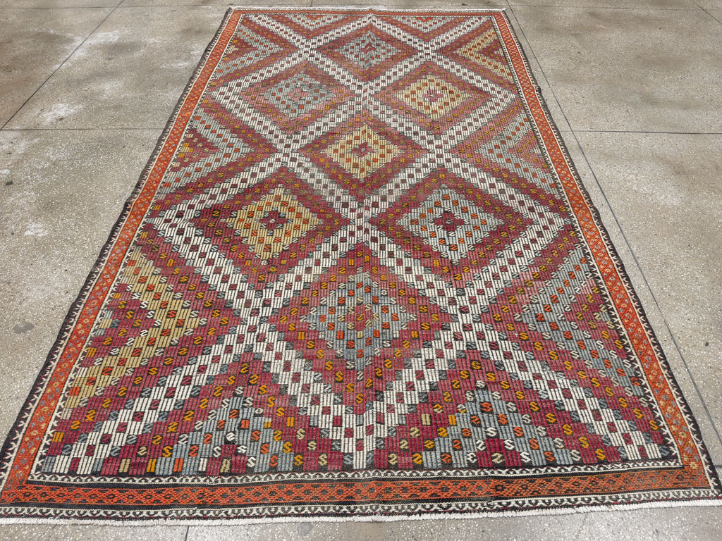 Vintage Turkish Flatweave Kilim Gallery Rug, No.25417 - Gss