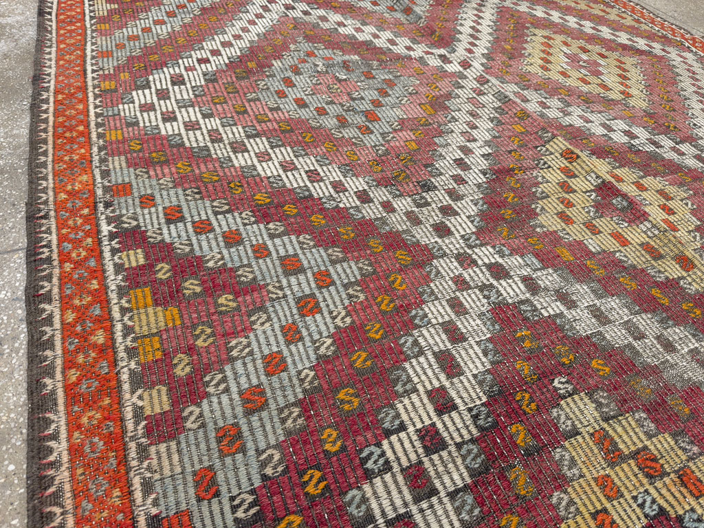 Vintage Turkish Flatweave Kilim Gallery Rug, No.25417 - Gss
