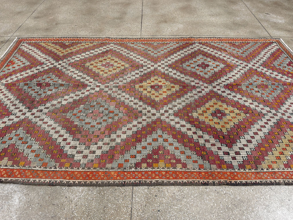 Vintage Turkish Flatweave Kilim Gallery Rug, No.25417 - Gss