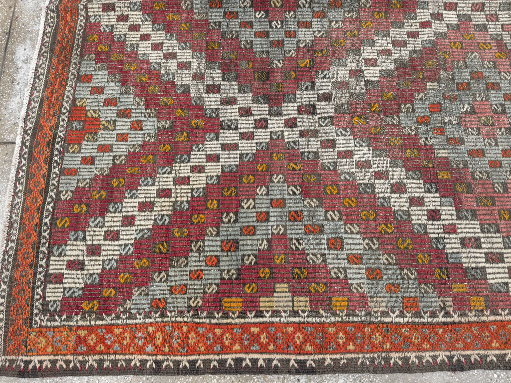 Vintage Turkish Flatweave Kilim Gallery Rug, No.25417 - Gss