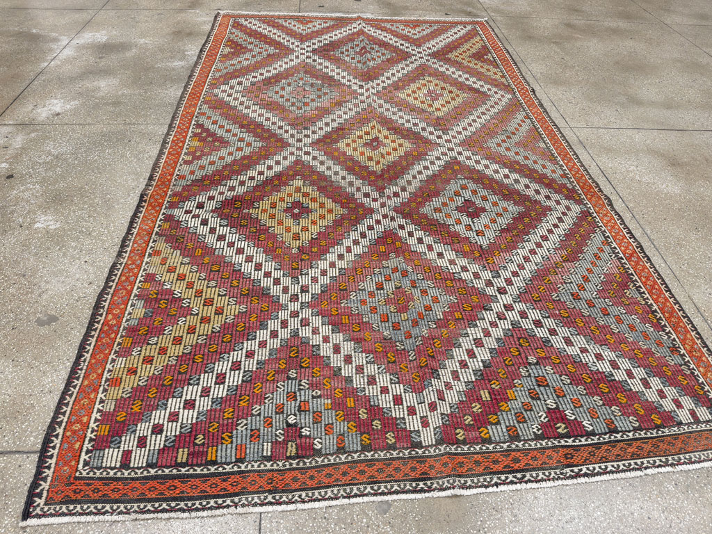 Vintage Turkish Flatweave Kilim Gallery Rug, No.25417 - Gss