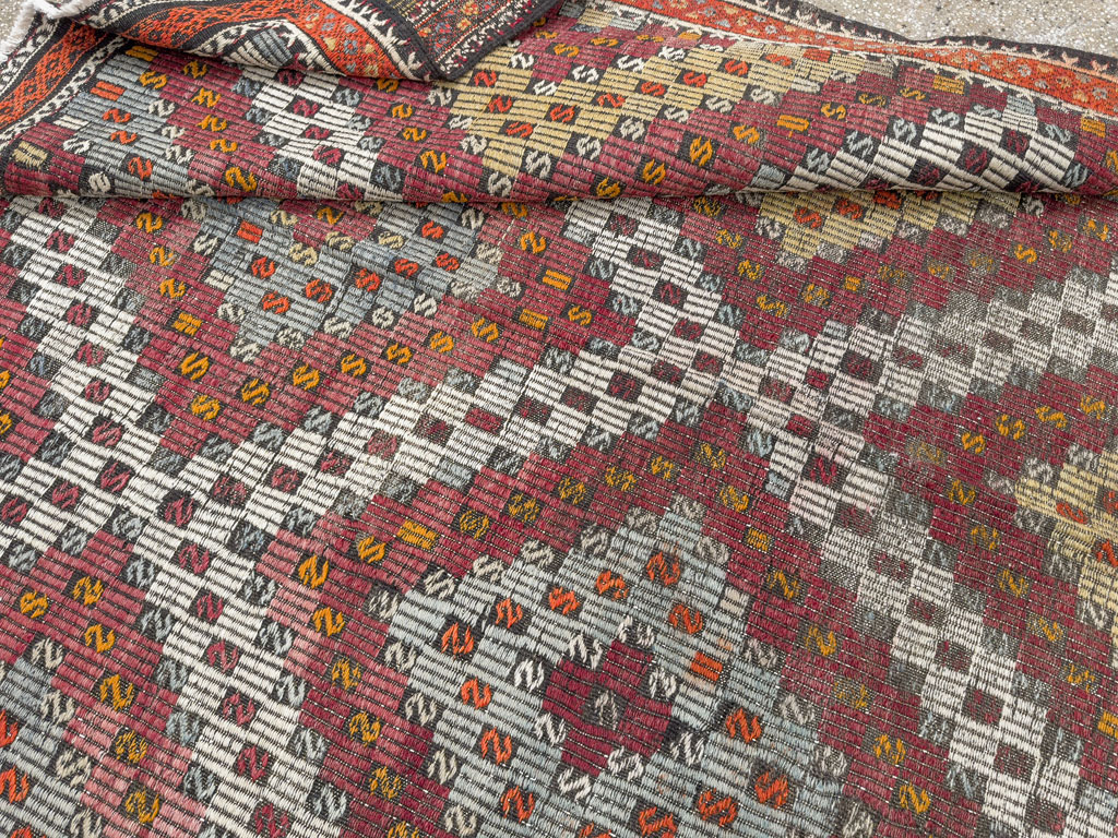 Vintage Turkish Flatweave Kilim Gallery Rug, No.25417 - Gss