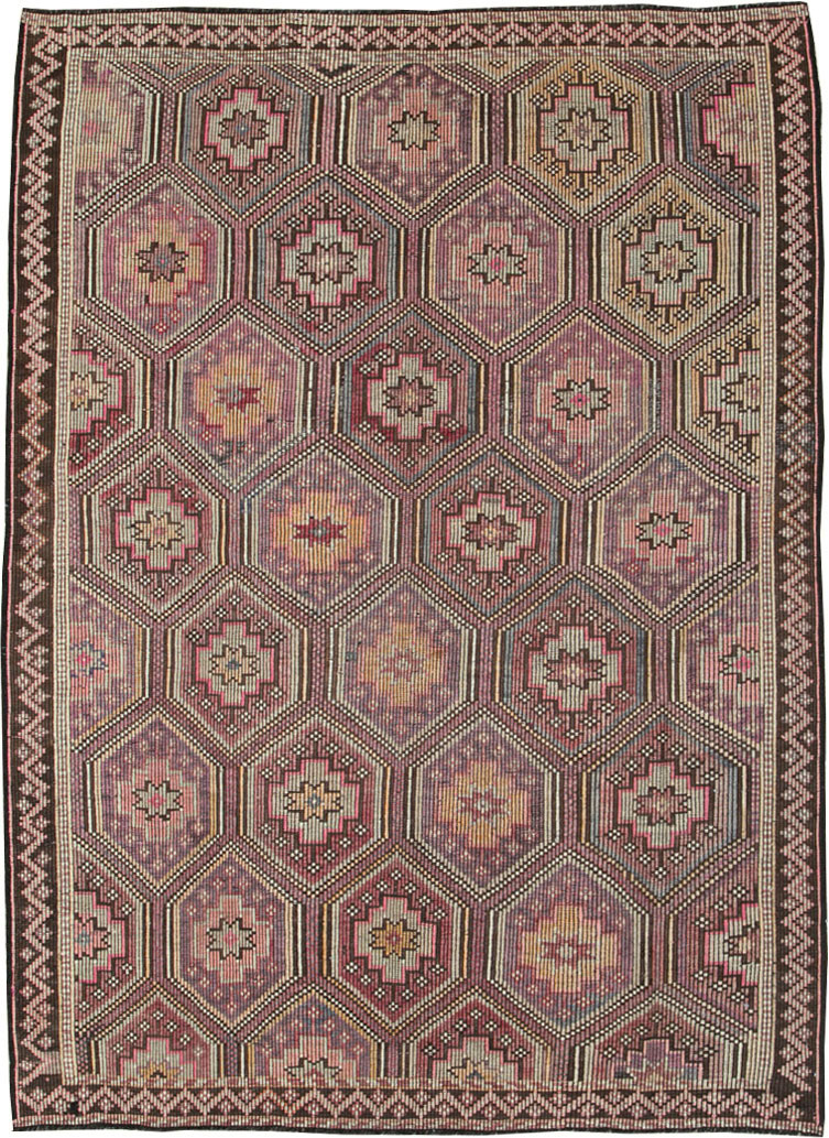 Vintage Turkish Flatweave Kilim Accent Carpet, No.25421 - Gss