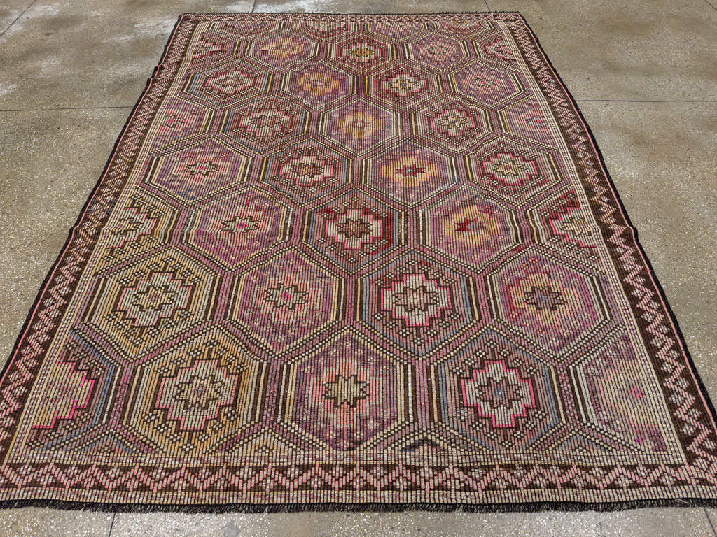 Vintage Turkish Flatweave Kilim Accent Carpet, No.25421 - Gss