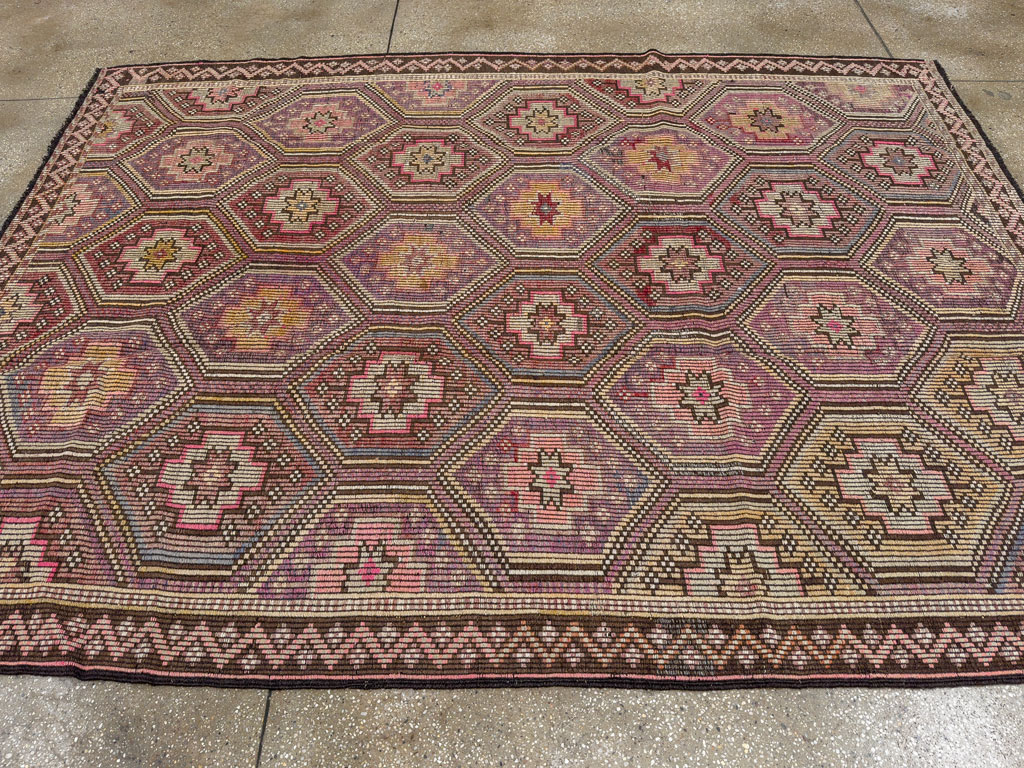 Vintage Turkish Flatweave Kilim Accent Carpet, No.25421 - Gss