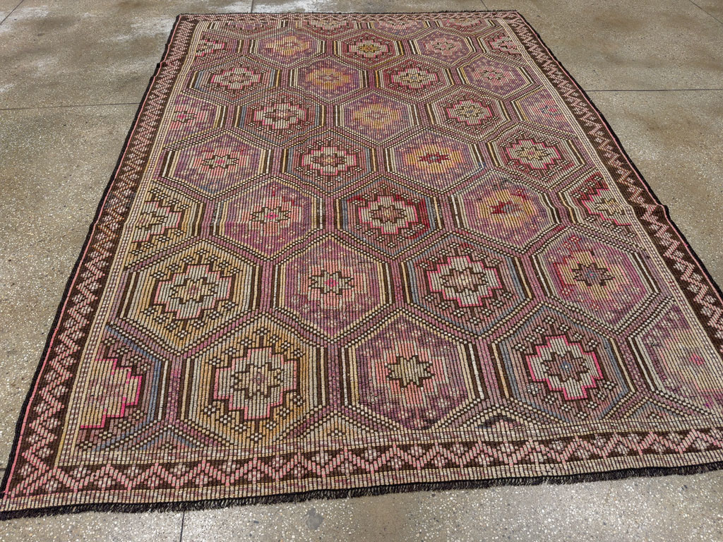Vintage Turkish Flatweave Kilim Accent Carpet, No.25421 - Gss