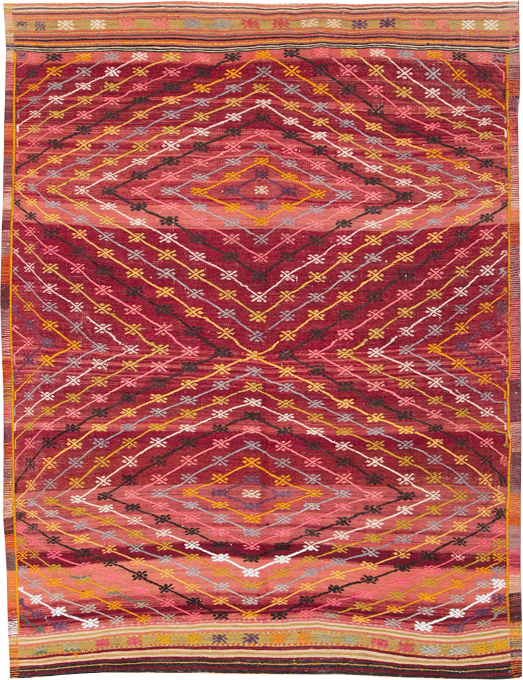 Vintage Turkish Flatweave Kilim Accent Rug, No.25434 - Gss