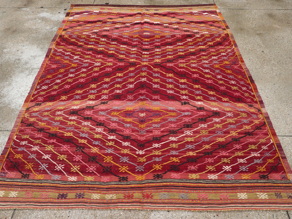 Vintage Turkish Flatweave Kilim Accent Rug, No.25434 - Gss