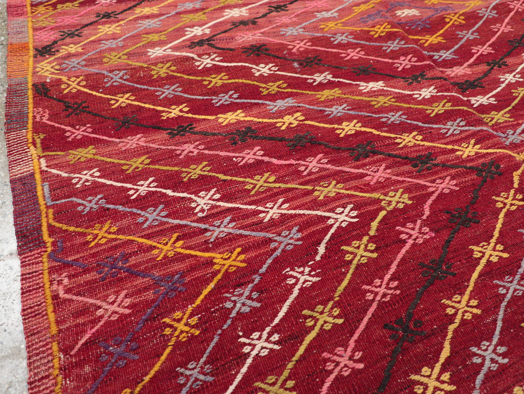 Vintage Turkish Flatweave Kilim Accent Rug, No.25434 - Gss