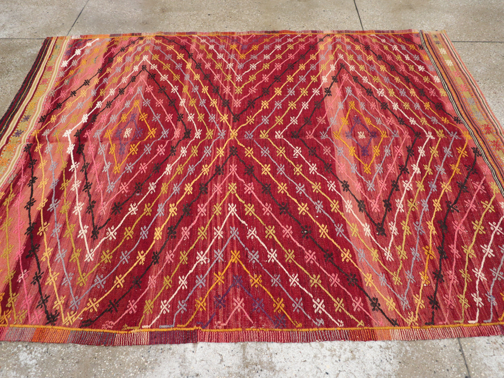 Vintage Turkish Flatweave Kilim Accent Rug, No.25434 - Gss