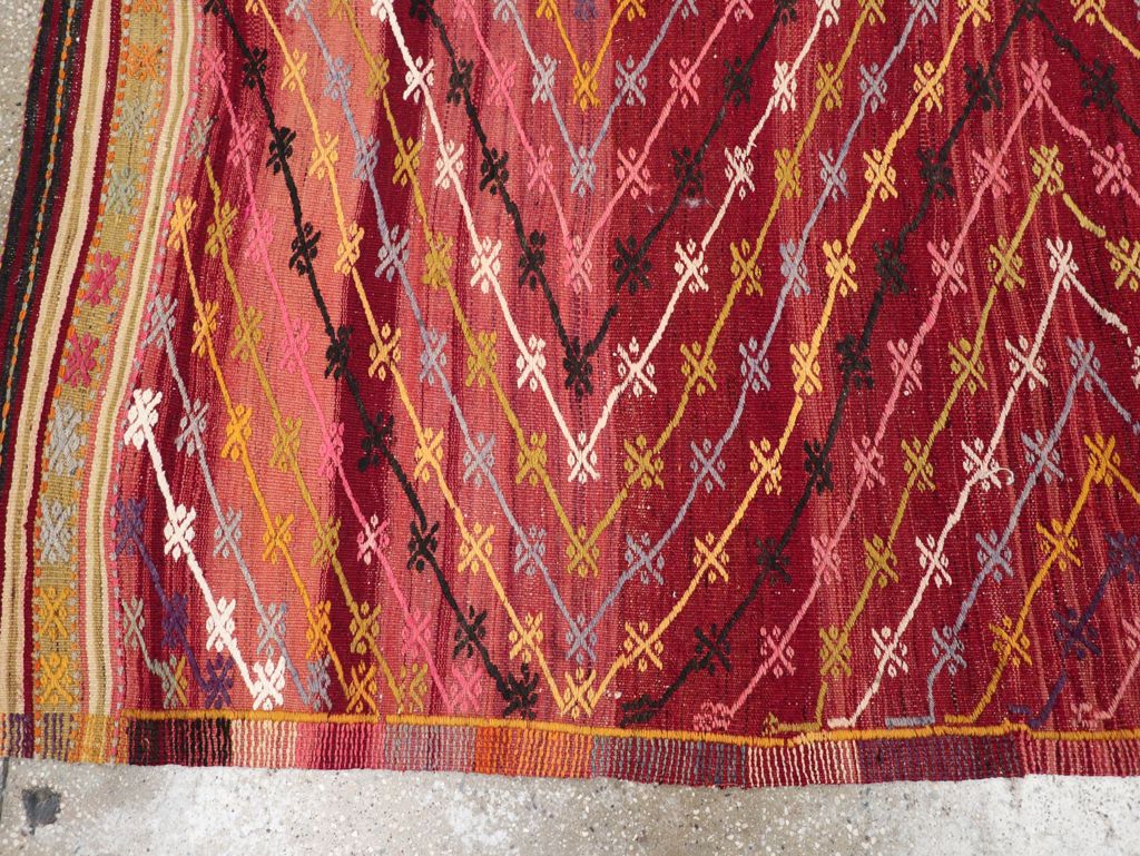 Vintage Turkish Flatweave Kilim Accent Rug, No.25434 - Gss