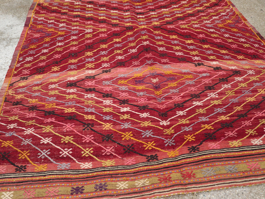 Vintage Turkish Flatweave Kilim Accent Rug, No.25434 - Gss