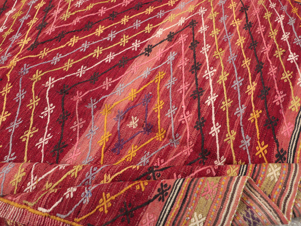 Vintage Turkish Flatweave Kilim Accent Rug, No.25434 - Gss