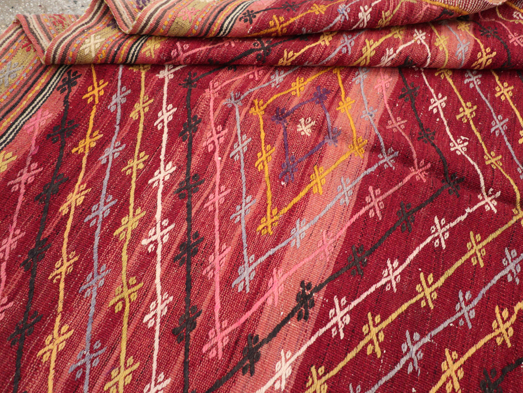 Vintage Turkish Flatweave Kilim Accent Rug, No.25434 - Gss