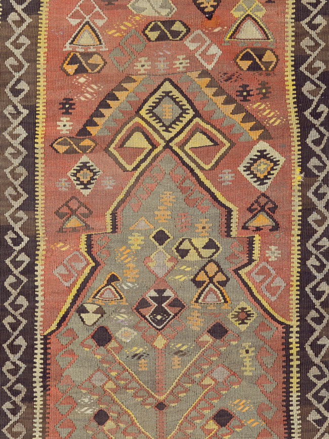 Vintage Turkish Flatweave Kilim Runner, No.25438 - Gss