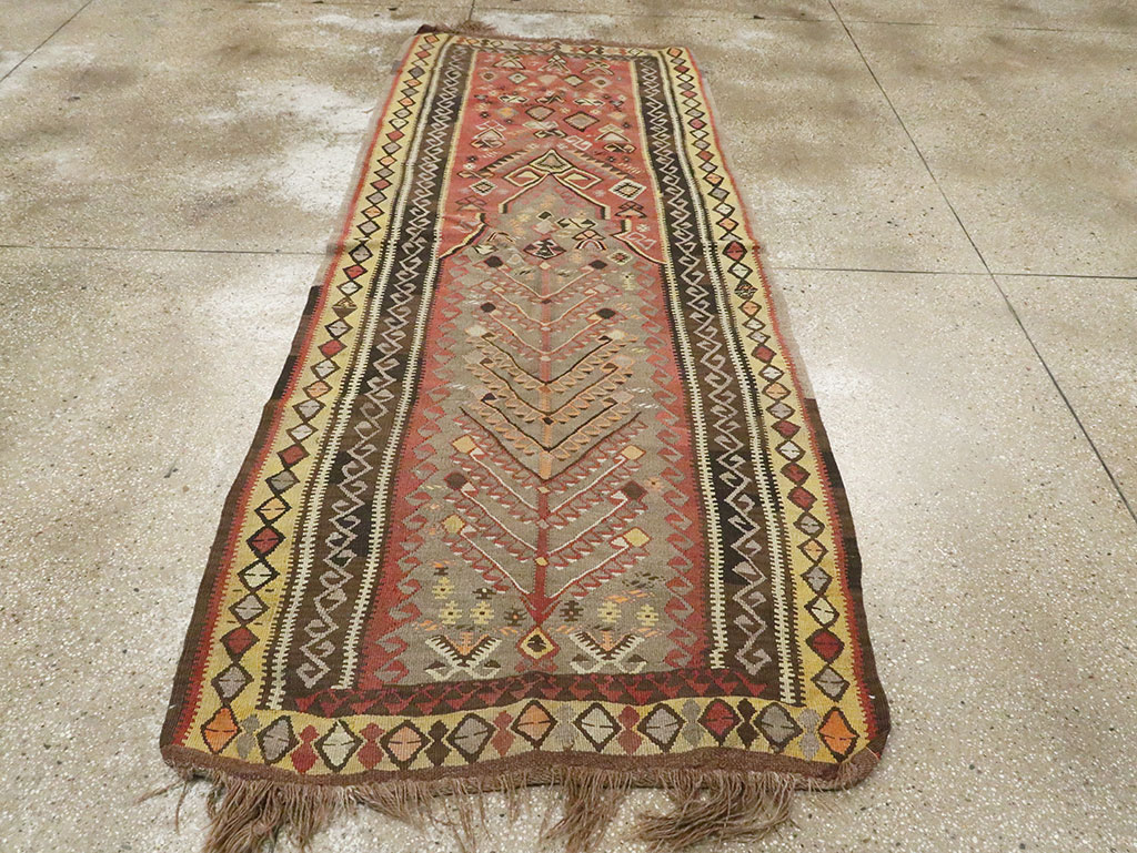 Vintage Turkish Flatweave Kilim Runner, No.25438 - Gss