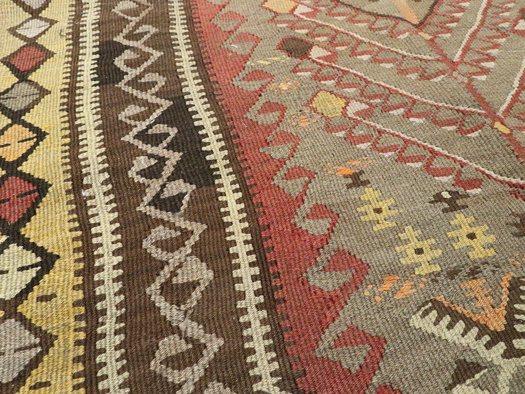 Vintage Turkish Flatweave Kilim Runner, No.25438 - Gss