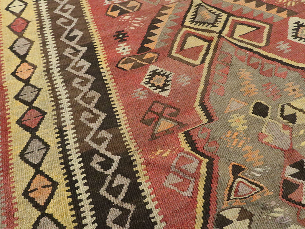 Vintage Turkish Flatweave Kilim Runner, No.25438 - Gss