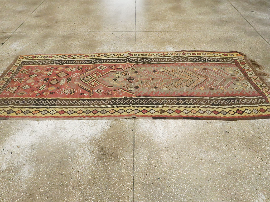 Vintage Turkish Flatweave Kilim Runner, No.25438 - Gss