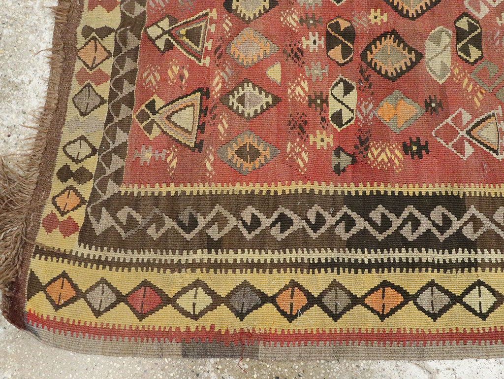 Vintage Turkish Flatweave Kilim Runner, No.25438 - Gss