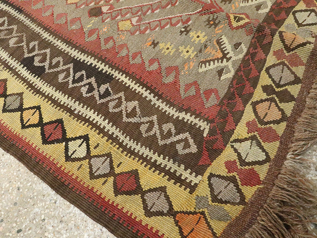 Vintage Turkish Flatweave Kilim Runner, No.25438 - Gss