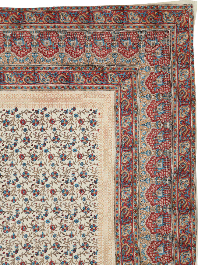 Vintage Persian Isfahan Ghalamkari Square Textile, No.25466 - Gss
