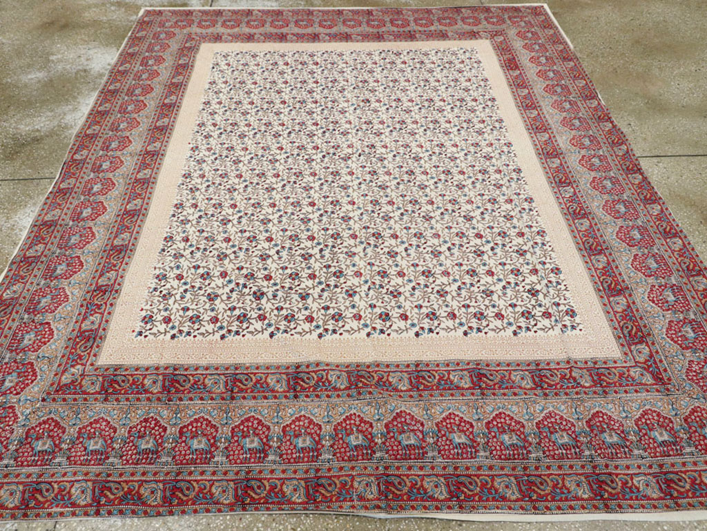 Vintage Persian Isfahan Ghalamkari Square Textile, No.25466 - Gss