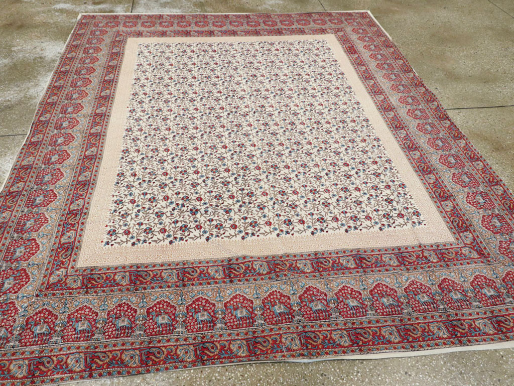 Vintage Persian Isfahan Ghalamkari Square Textile, No.25466 - Gss