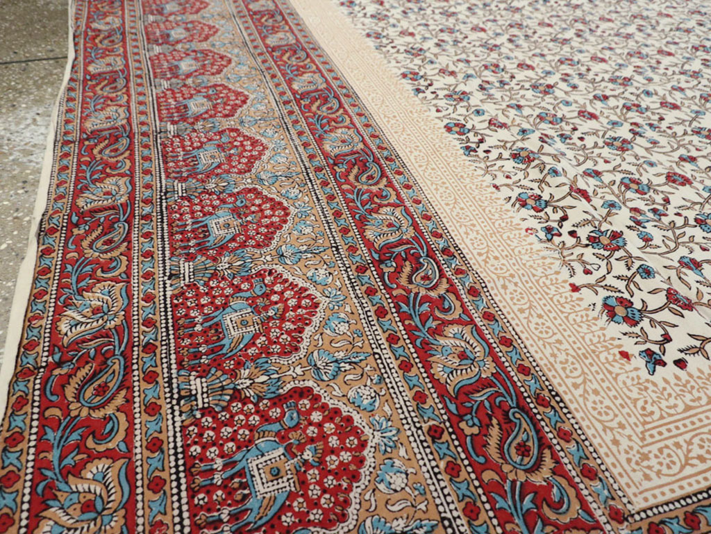 Vintage Persian Isfahan Ghalamkari Square Textile, No.25466 - Gss