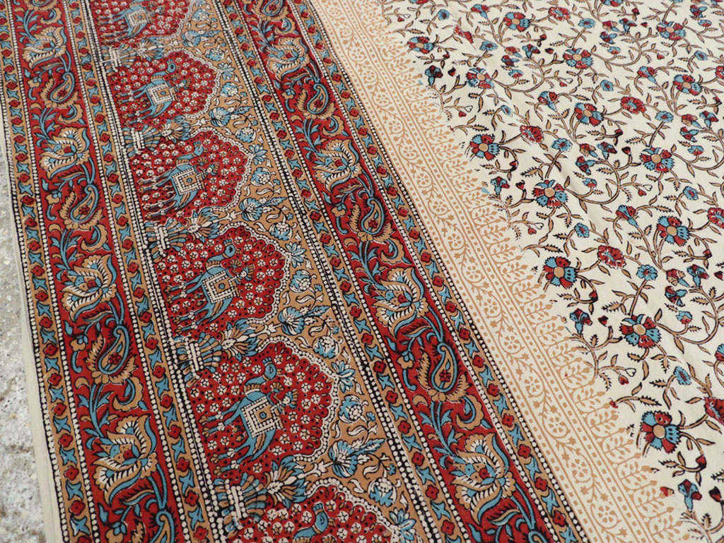 Vintage Persian Isfahan Ghalamkari Square Textile, No.25466 - Gss