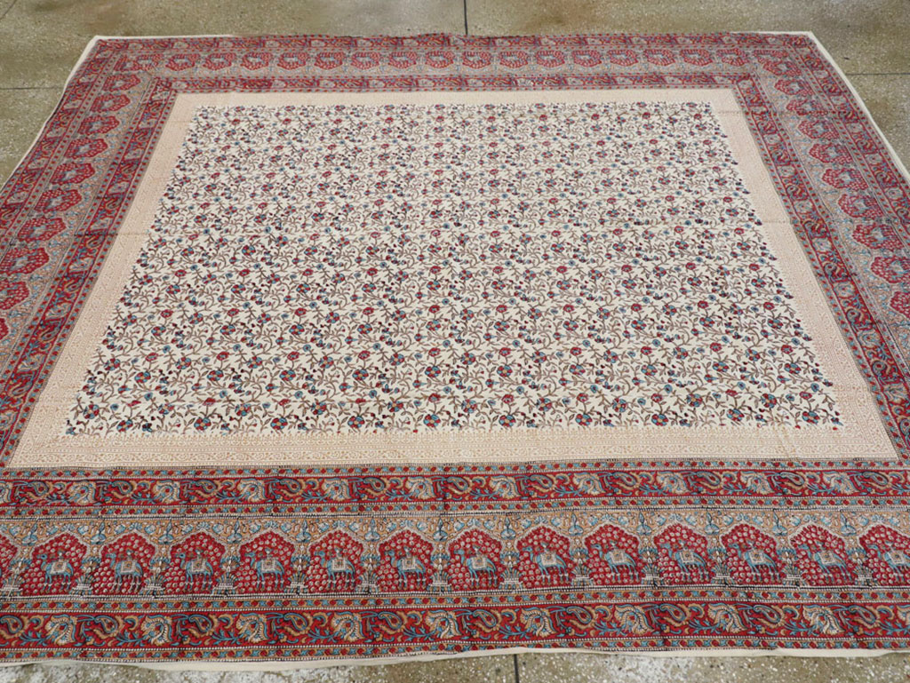 Vintage Persian Isfahan Ghalamkari Square Textile, No.25466 - Gss